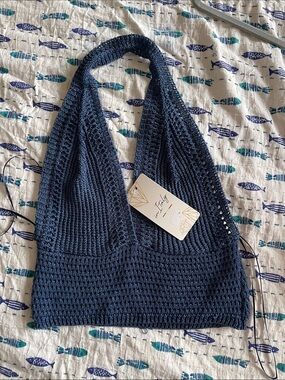 Handmade Navy Crochet Halter Tank Top by